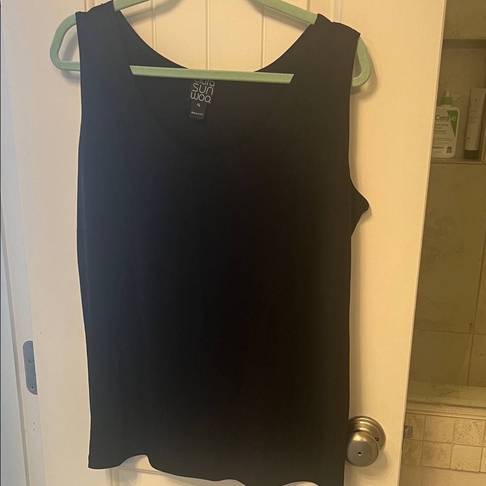 Clara Sun Woo Black Scoop Neck Sleeveless Tank Top
